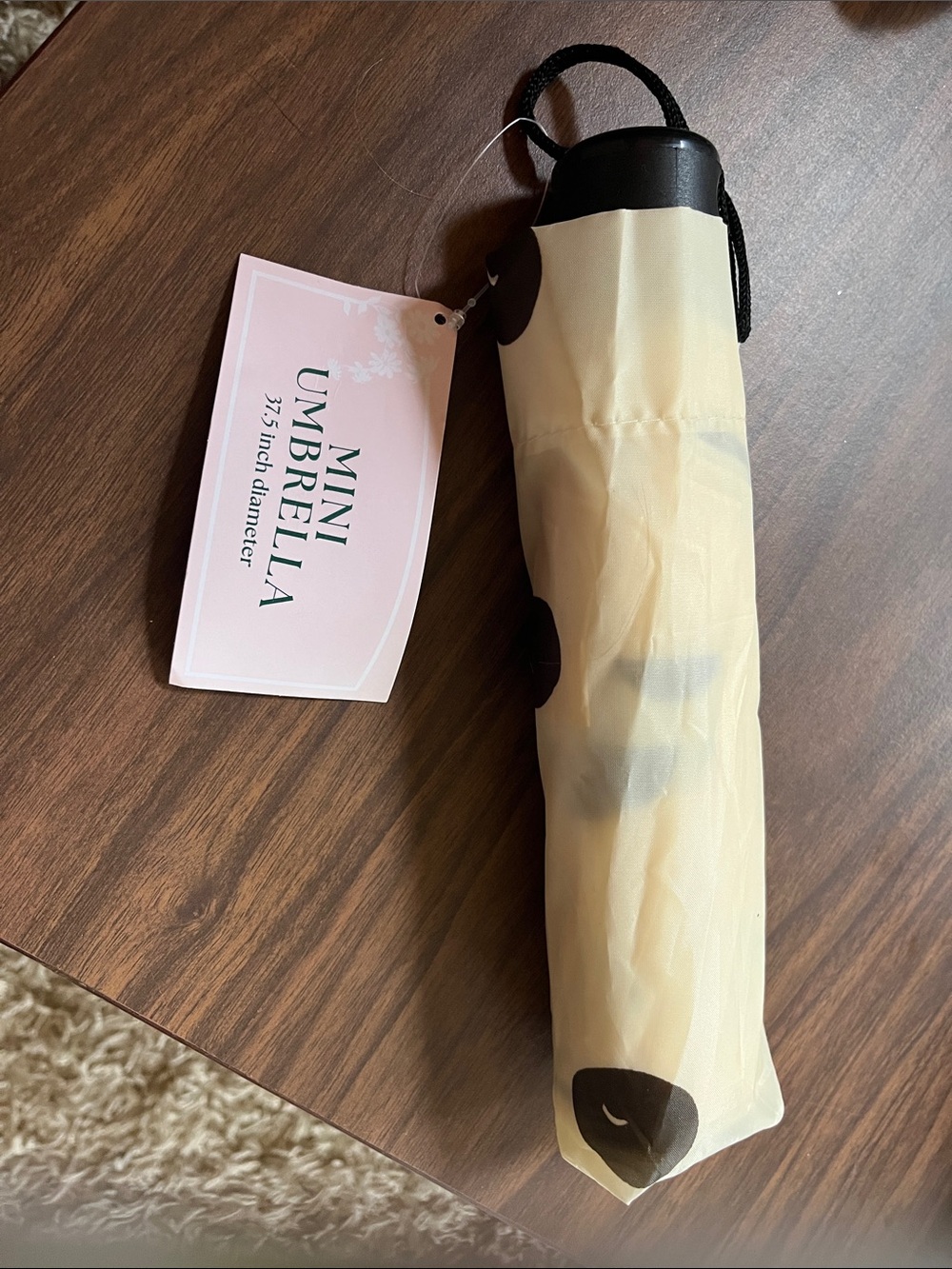 Mini Polka Dot Foldable Umbrella - Cream & Black